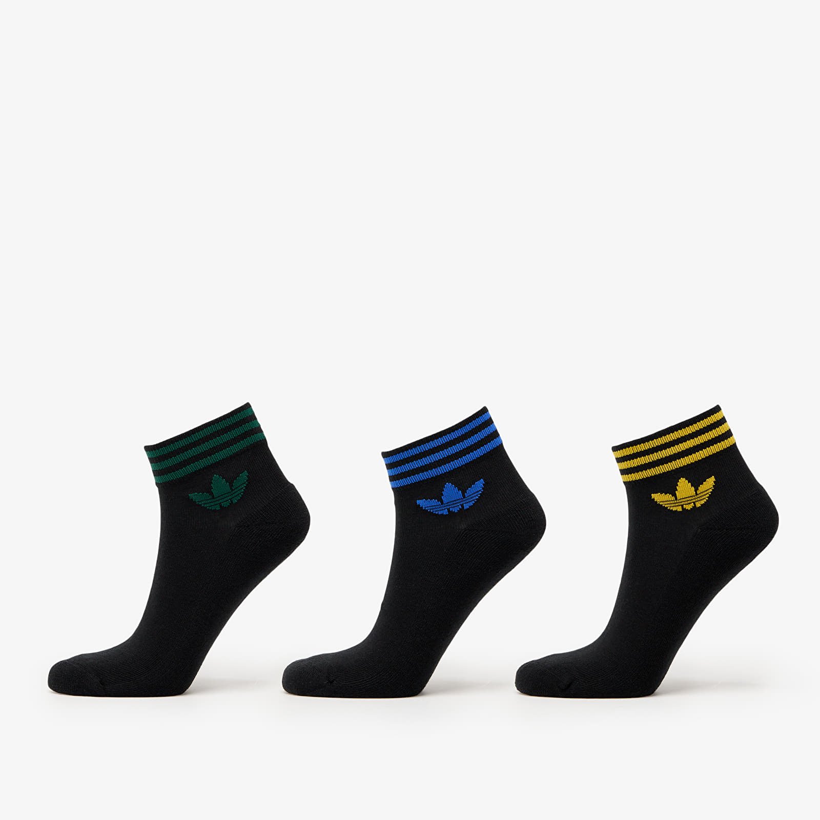 Skarpetki adidas Trefoil Ankle Half-Cushioned Socks 3-Pack Black/ Collegiate Green/ Blue/ Crew Yellow