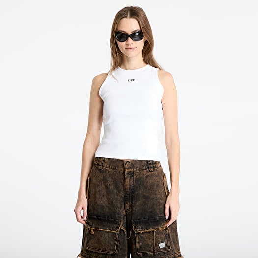 Tílko Off-White Off Stamp Rib Round Tank Top White/ Black