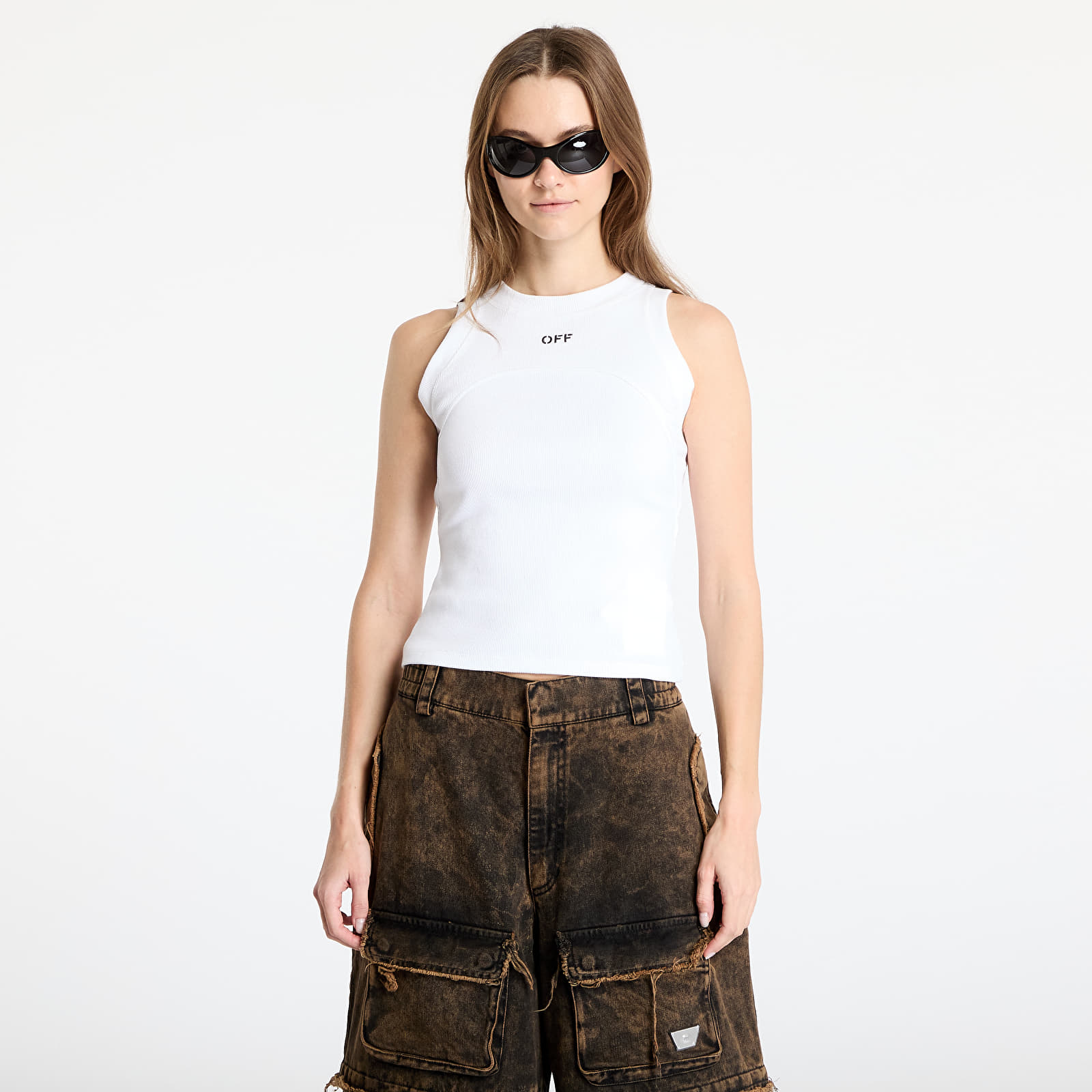 Vests Off-White Off Stamp Rib Round Tank Top White/ Black