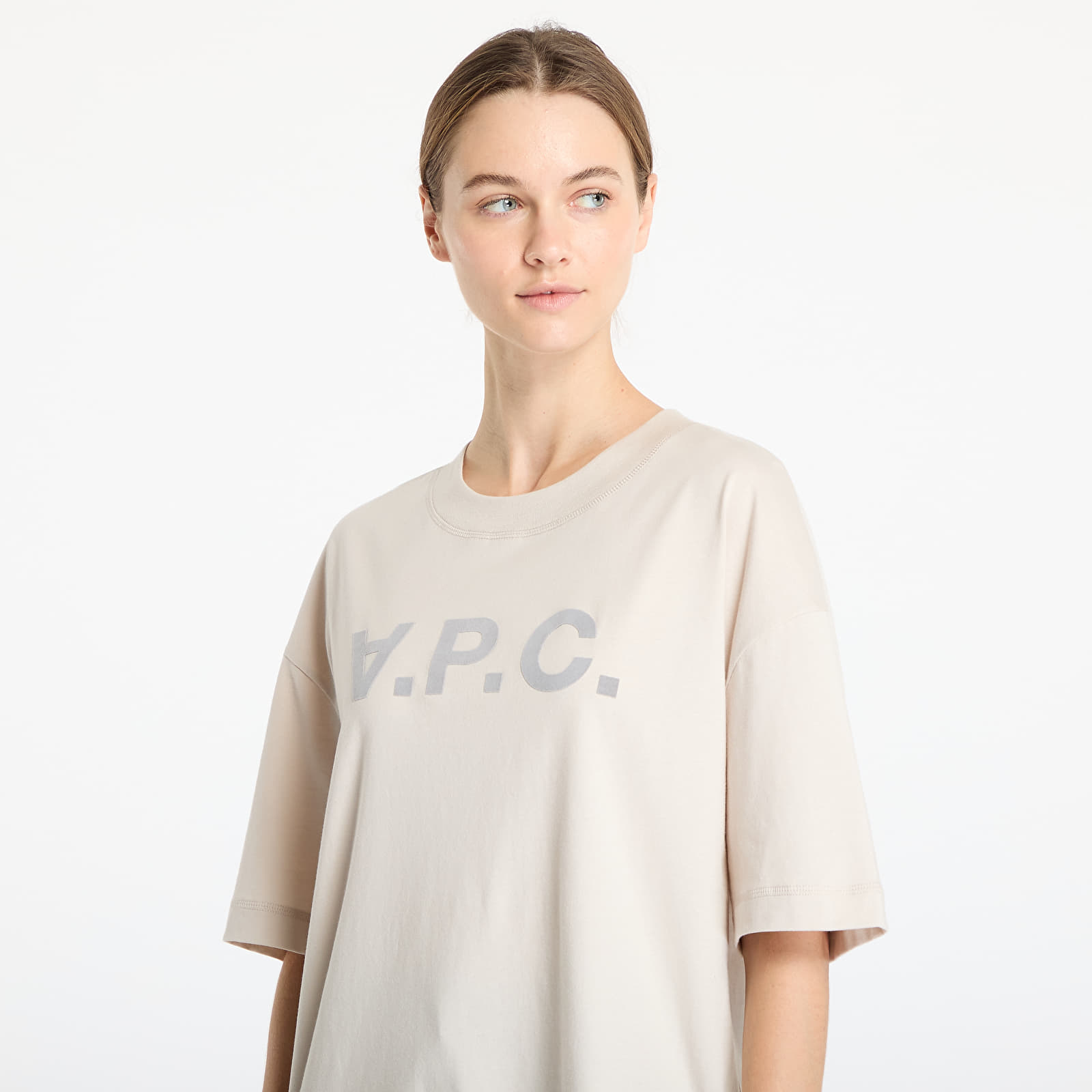 Marškinėliai A.P.C. Oversize Grand APC T-Shirt UNISEX Beige