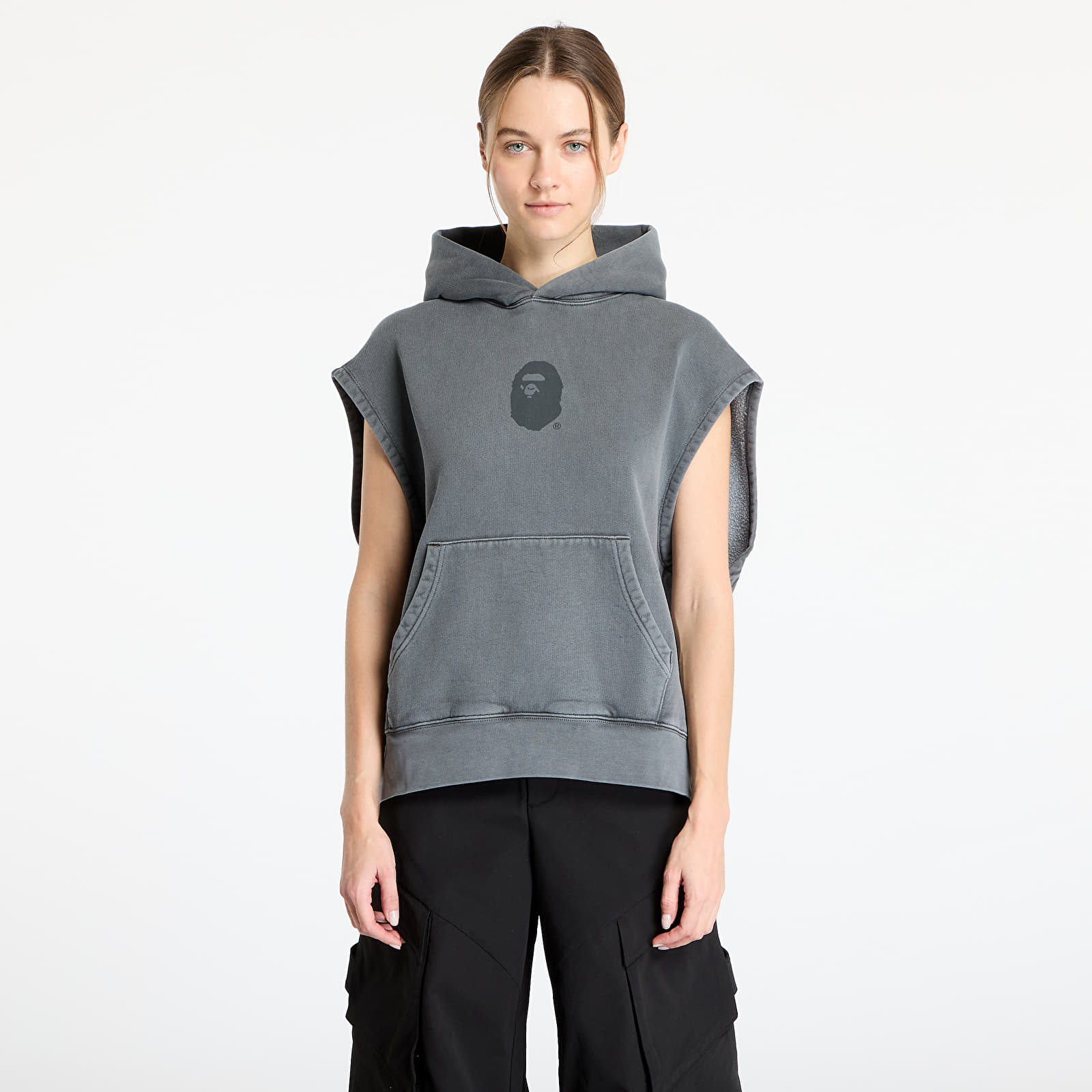 Hanorace A BATHING APE Bape Sleeveless Pullover Hoodie Charcoal
