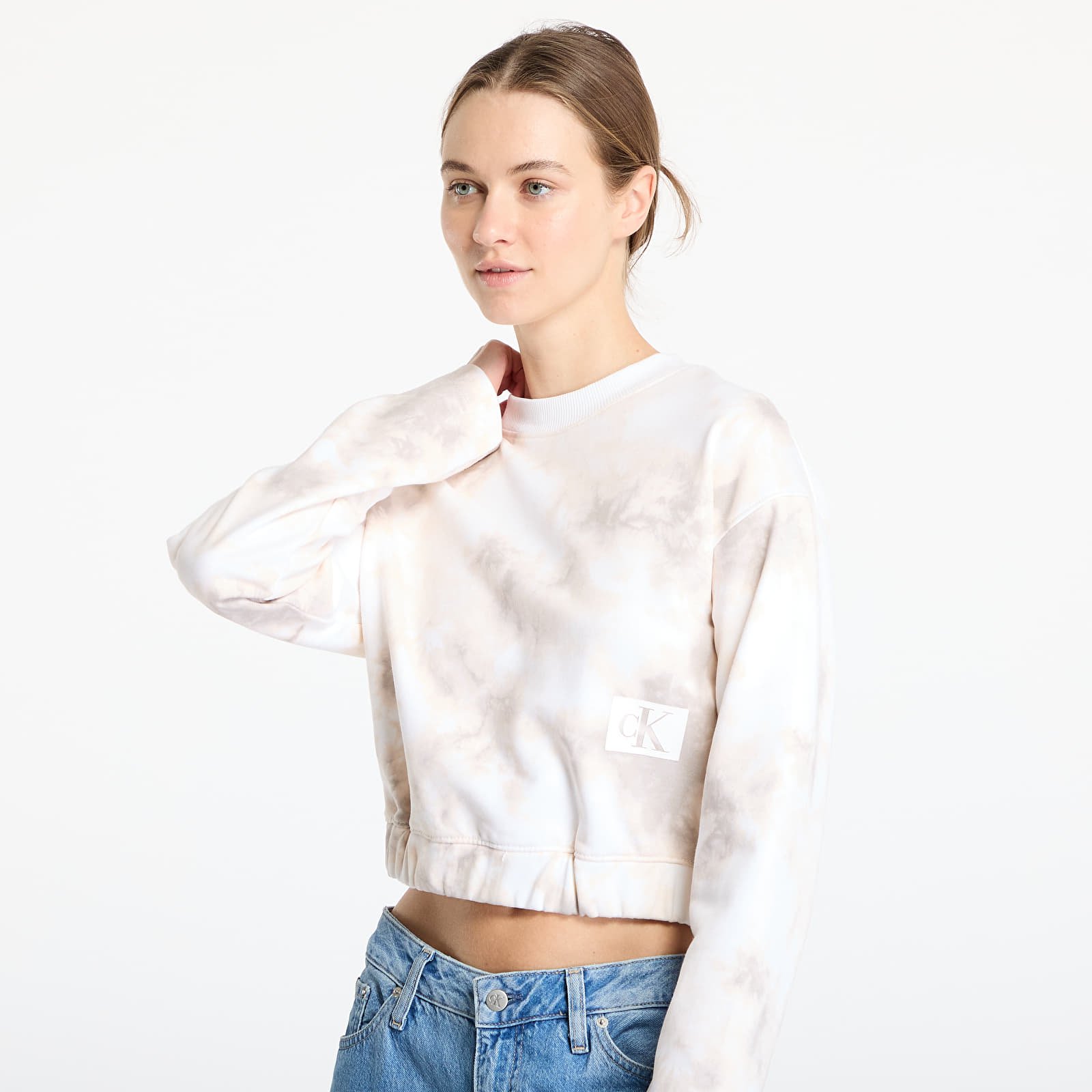 Mikiny Calvin Klein Jeans Cropped Tie Dye Sweatshirt Tie Dye Aop