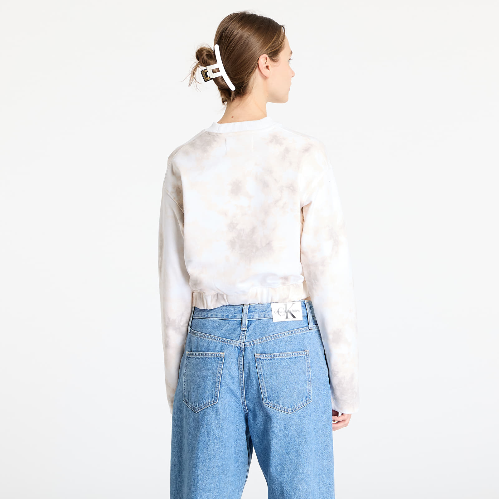 Mikiny Calvin Klein Jeans Cropped Tie Dye Sweatshirt Tie Dye Aop