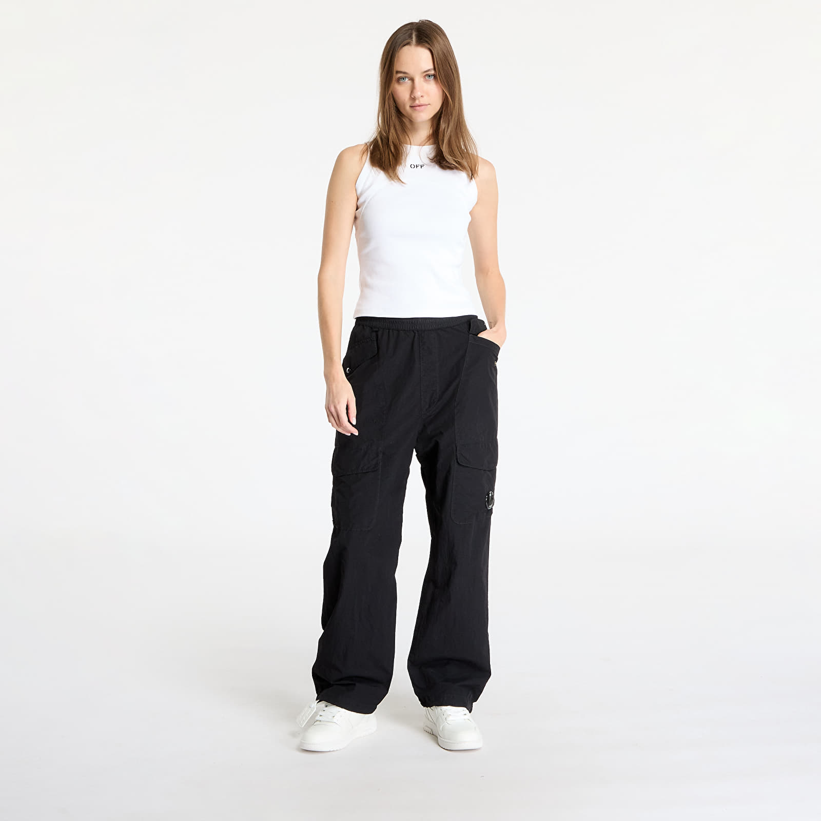 Pánské kalhoty C.P. Company Flatt Nylon Loose Utility Pants Black
