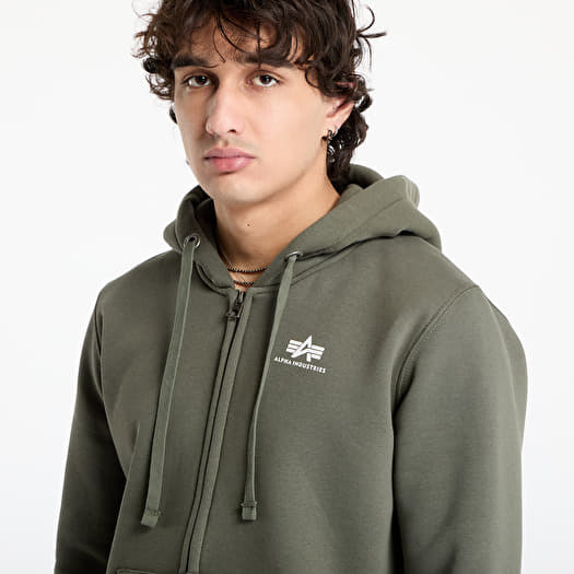Hoodies für Männer Alpha Industries Basic Zip Hoody SL Dark Olive
