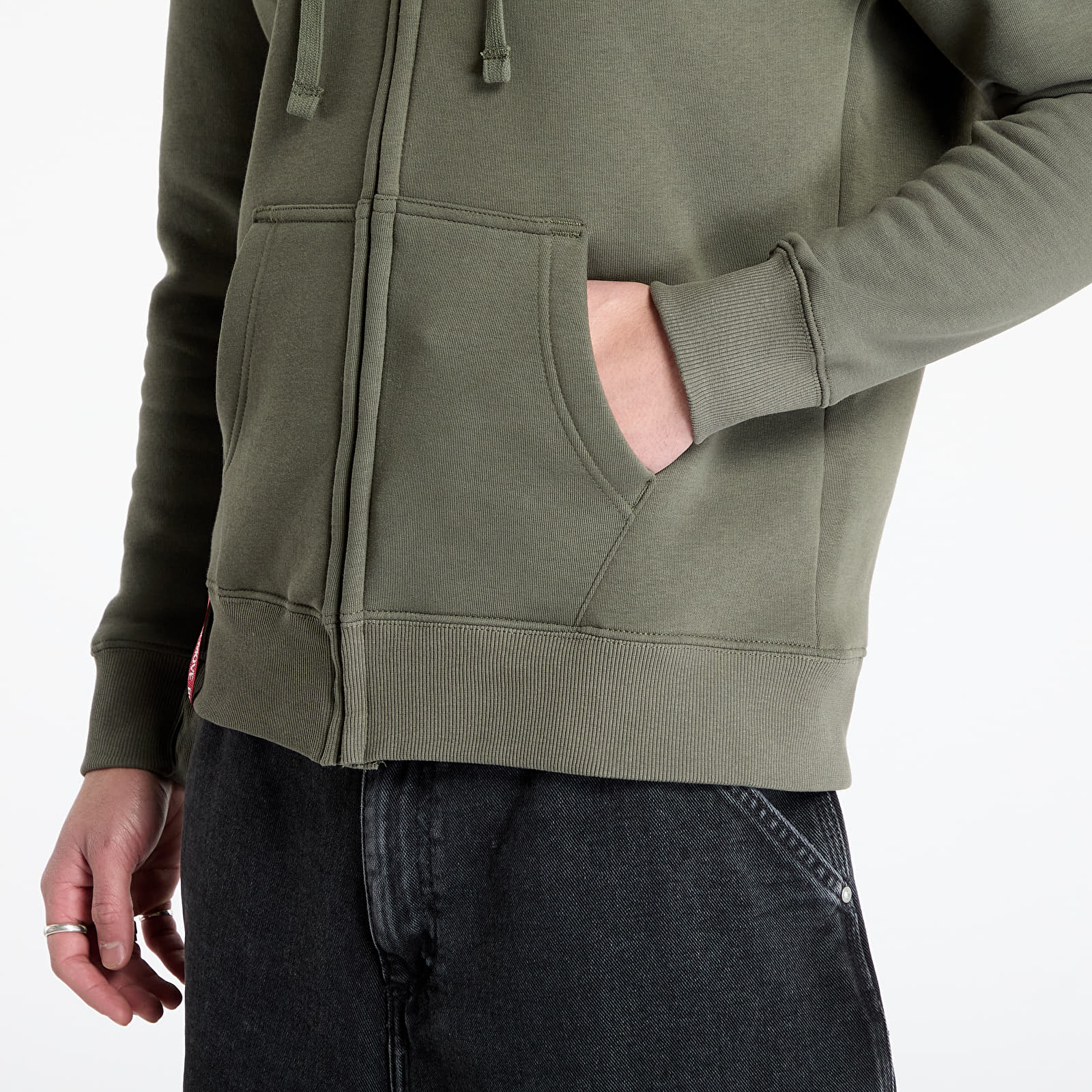 Sweats à capuche homme Alpha Industries Basic Zip Hoody SL Dark Olive