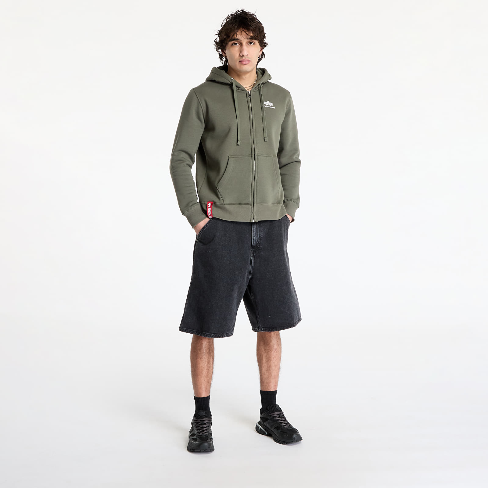 Sweats à capuche homme Alpha Industries Basic Zip Hoody SL Dark Olive