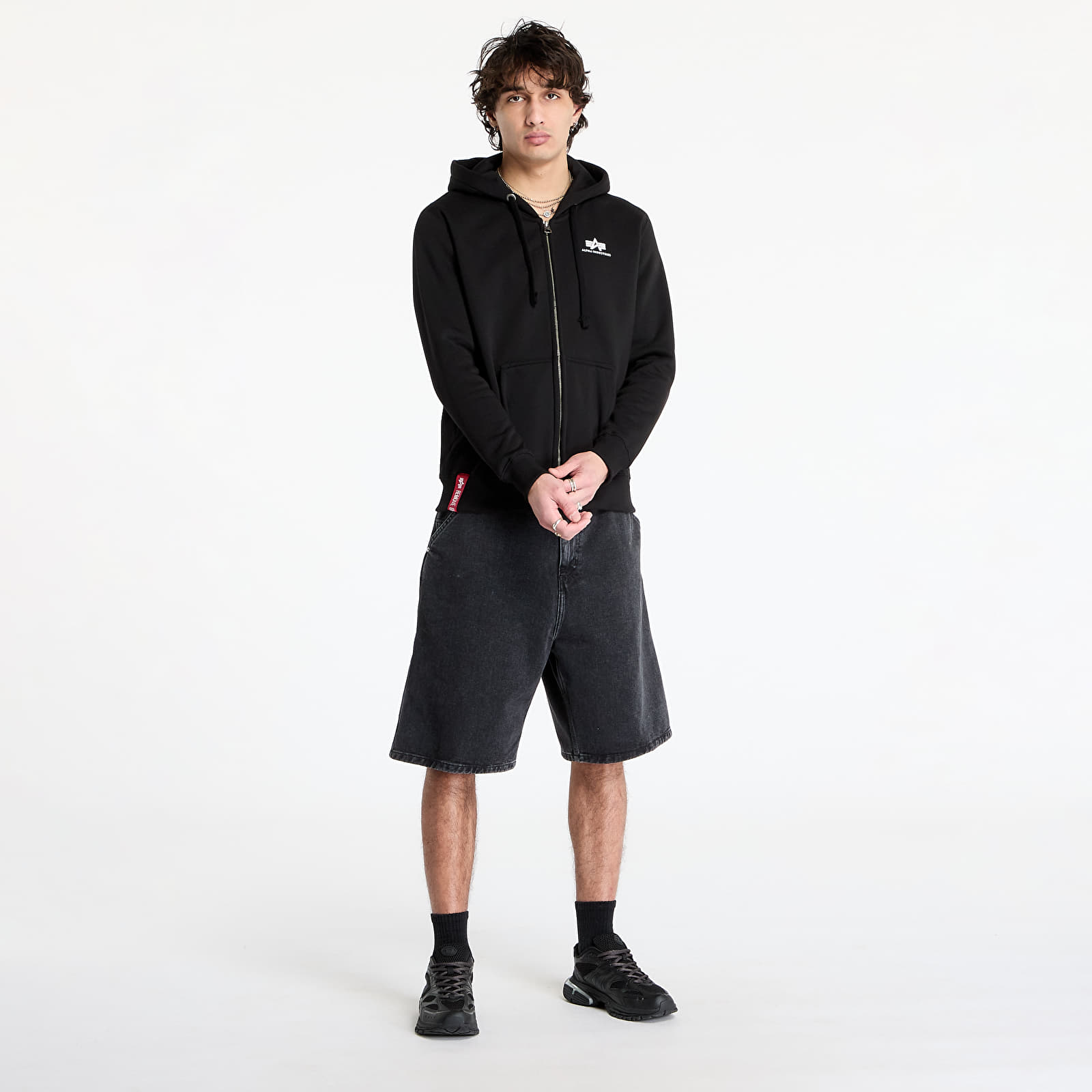 Men's hoodies Alpha Industries Basic Zip Hoody SL Black