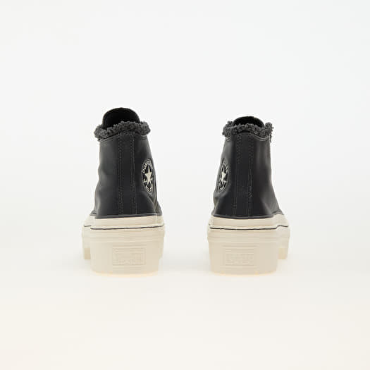 Converse chuck taylor lift ripple hi black sherpa trainers outlet