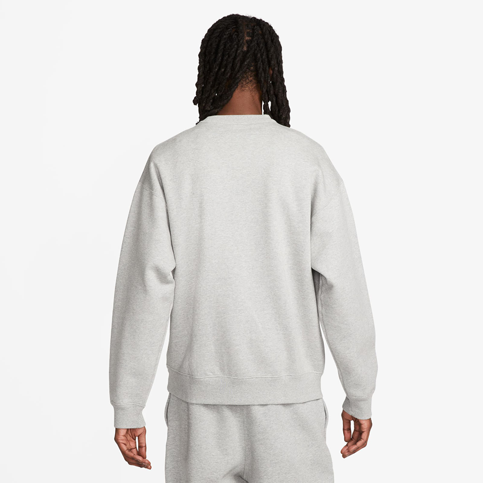 Mikiny Nike Solo Swoosh Men's Fleece Crew Dk Grey Heather/ White