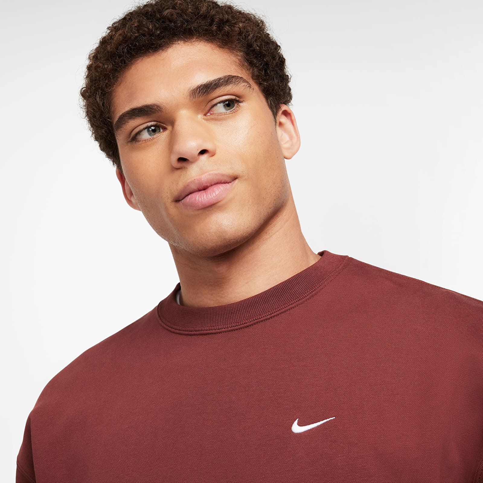 Mikiny Nike Solo Swoosh Men's Fleece Crew Dark Pony/ White