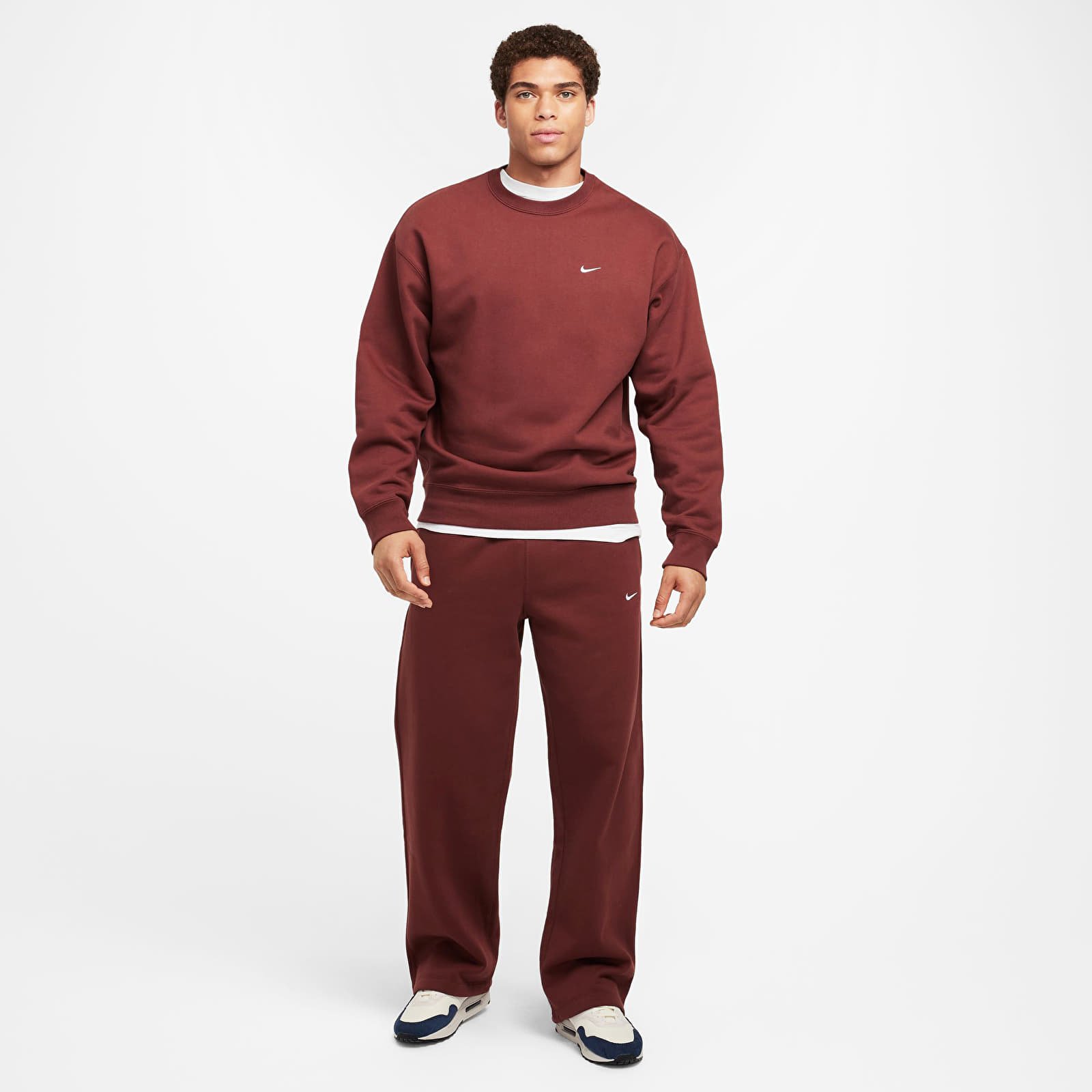Mikiny Nike Solo Swoosh Men's Fleece Crew Dark Pony/ White