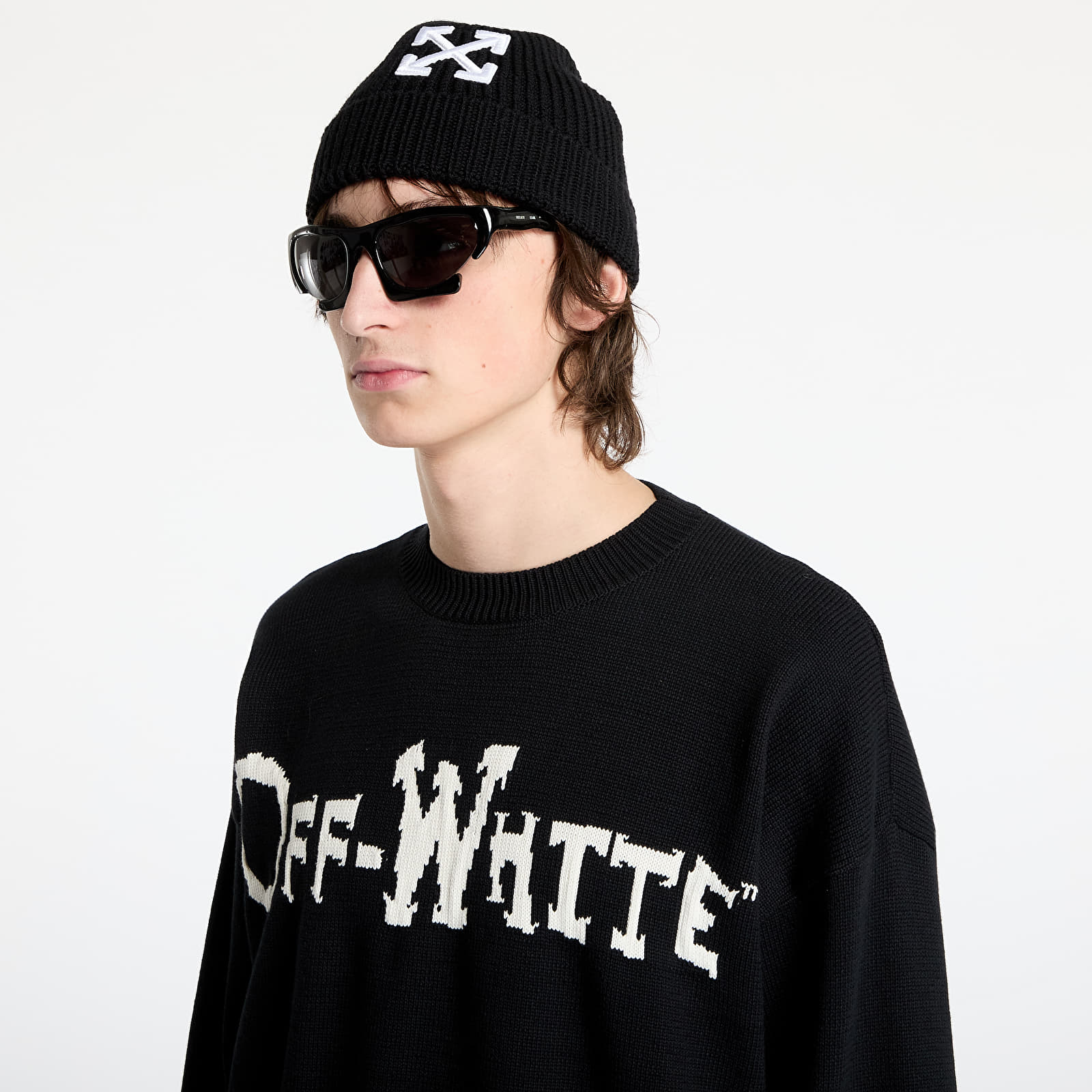 Pulóverek Off-White Off Quote Cot Knit Crewneck Black/ White