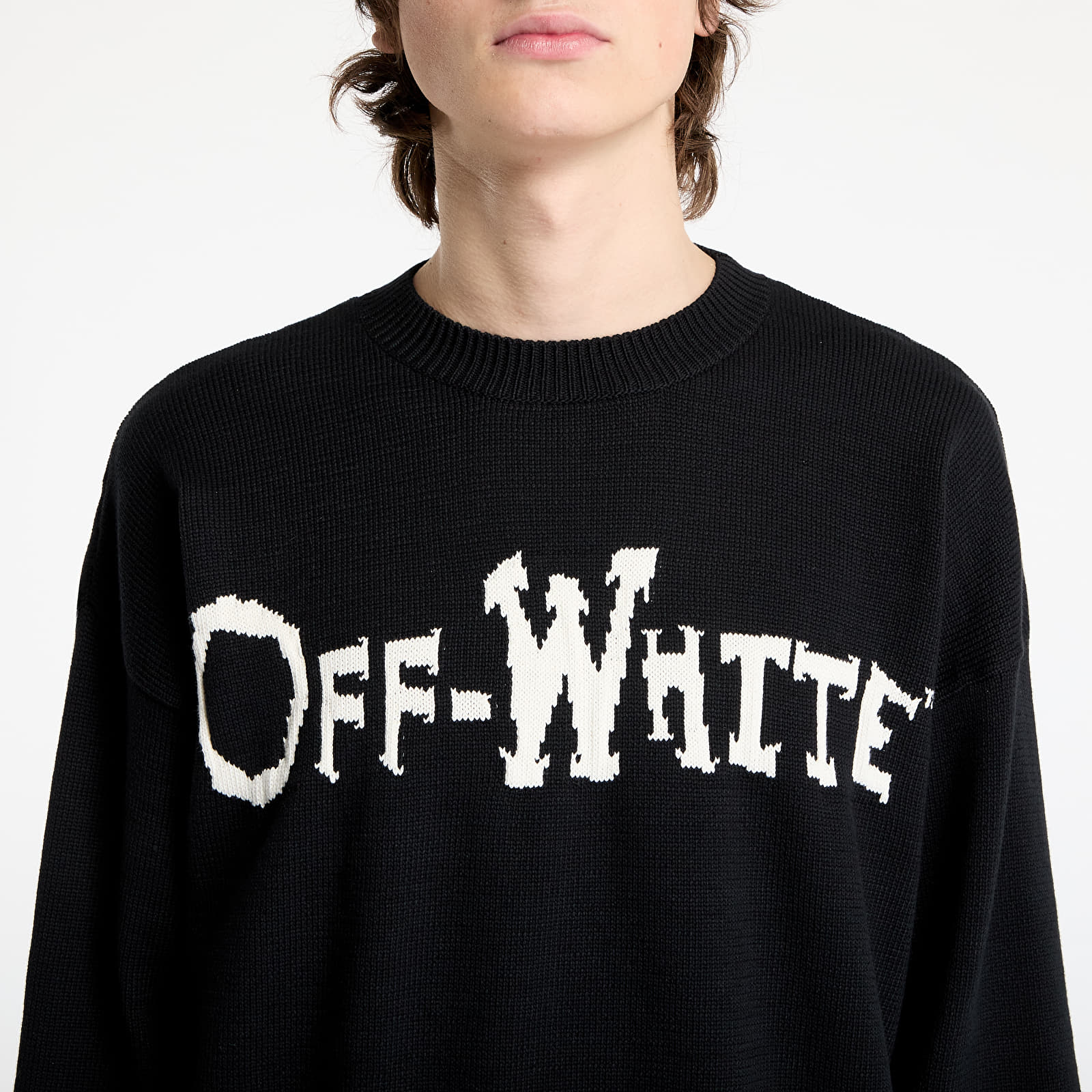 Pulóverek Off-White Off Quote Cot Knit Crewneck Black/ White