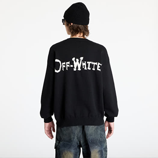 Sweaters Off-White Off Quote Cot Knit Crewneck Black/ White