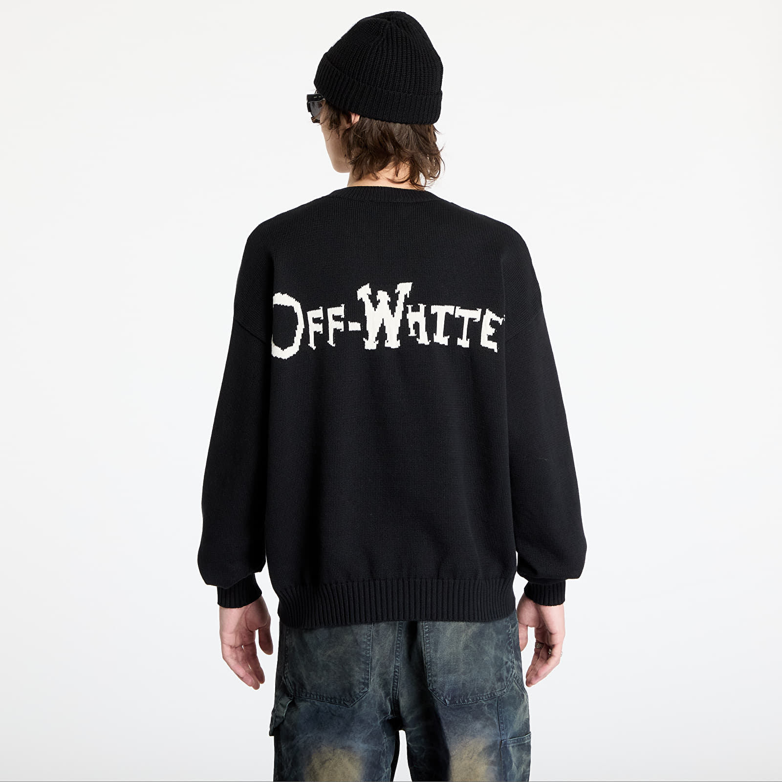 Pulóverek Off-White Off Quote Cot Knit Crewneck Black/ White