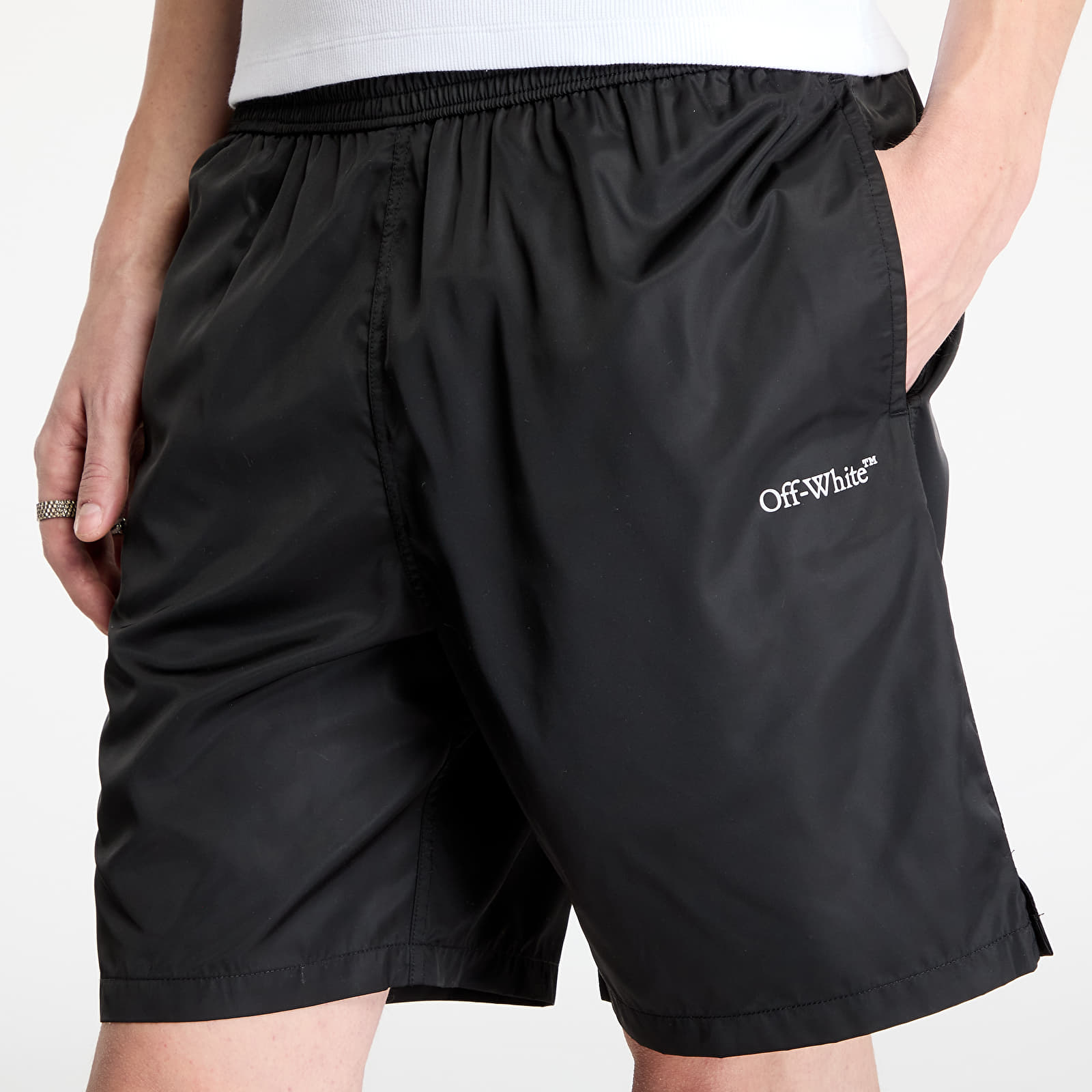 Fürdőruha Off-White Arr Surfer Swimshorts Black/ White
