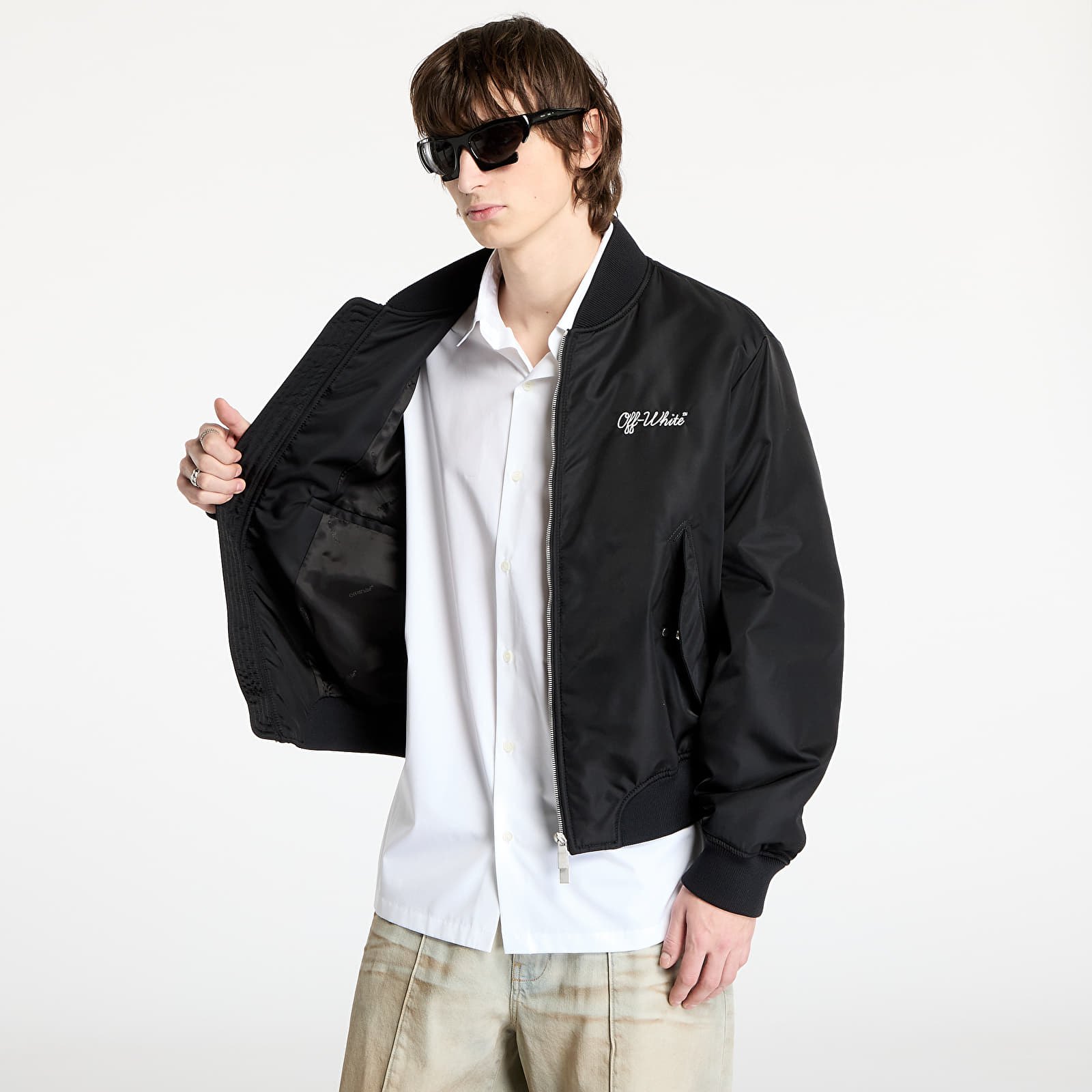 Bombery Off-White Script Nyl Varsity Bomber Black/ White