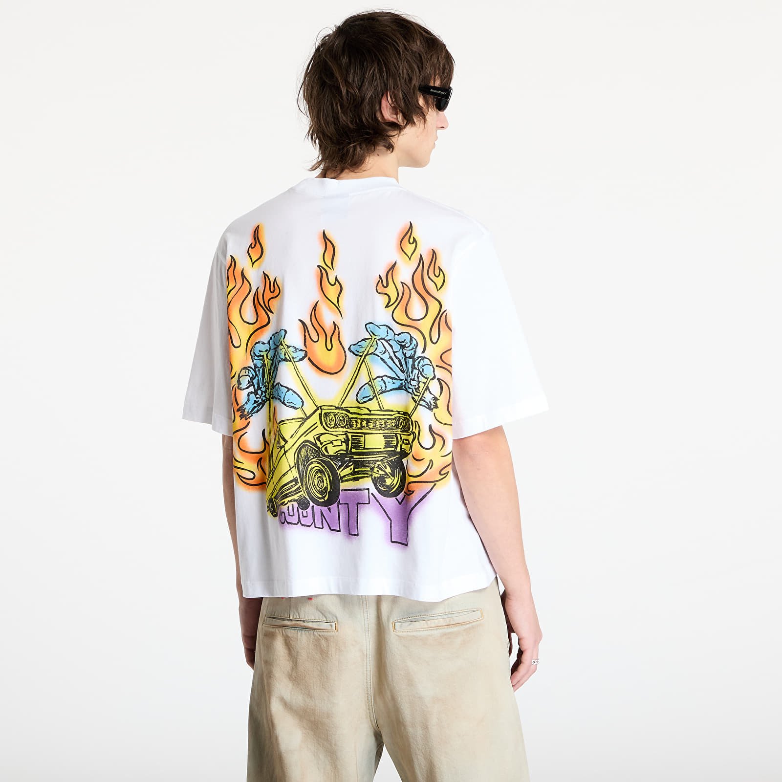 T-shirts Marcelo Burlon County Flame Boxy T-Shirt White/ Red