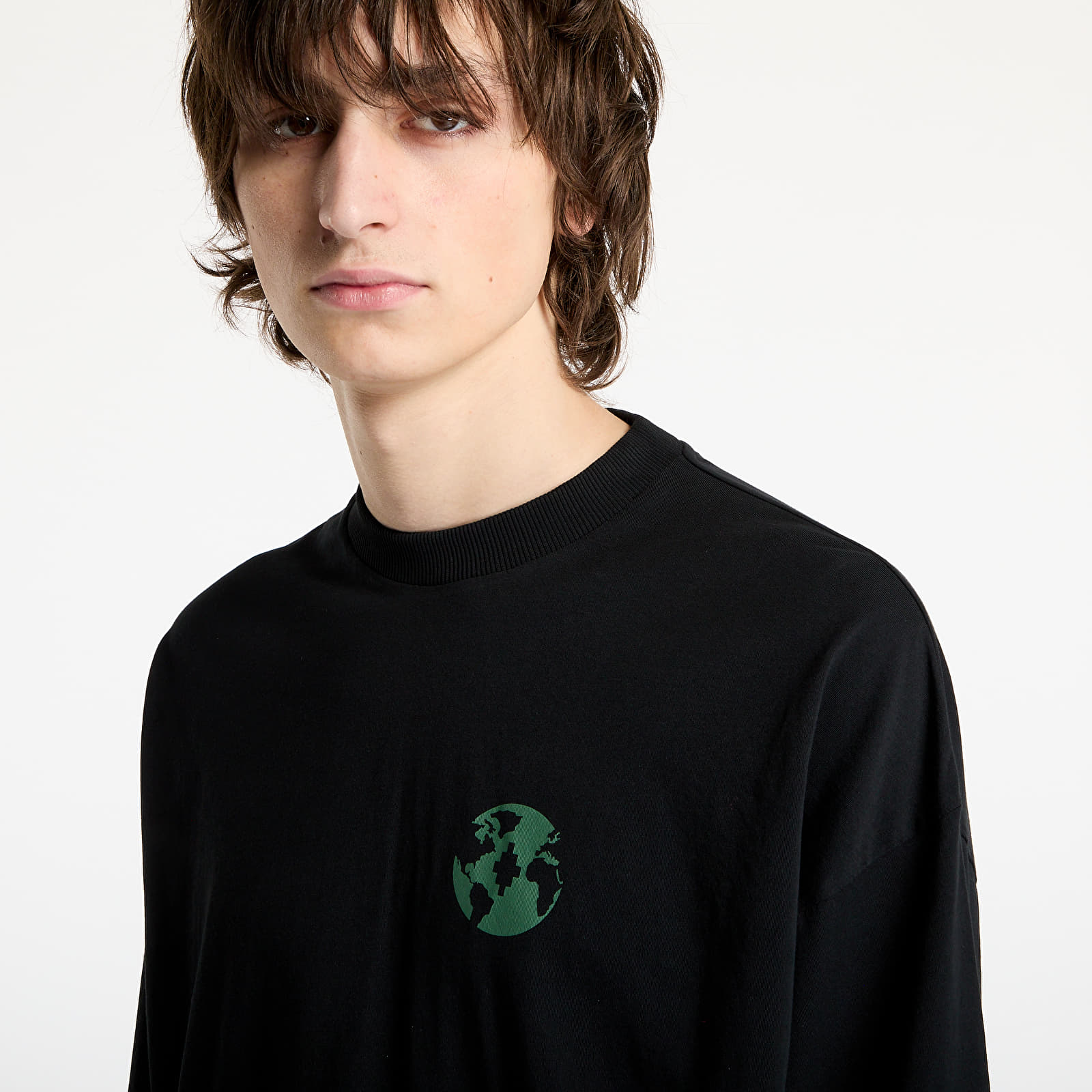 Pólók Marcelo Burlon County Globe Loose T-Shirt Black/ Deep Green