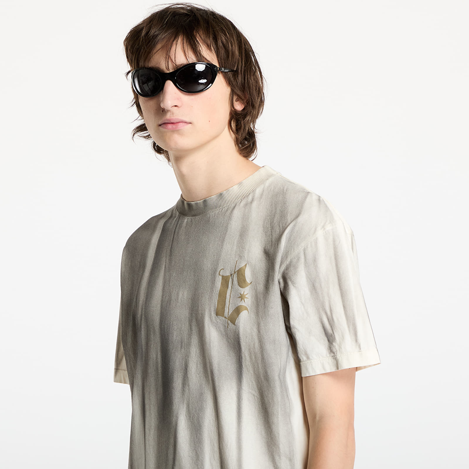 T-Shirts Marcelo Burlon Headletter Spray Basic Tee Ecru Medium Grey