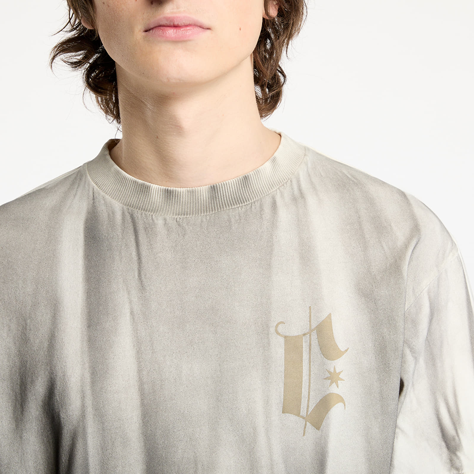T-Shirts Marcelo Burlon Headletter Spray Basic Tee Ecru Medium Grey