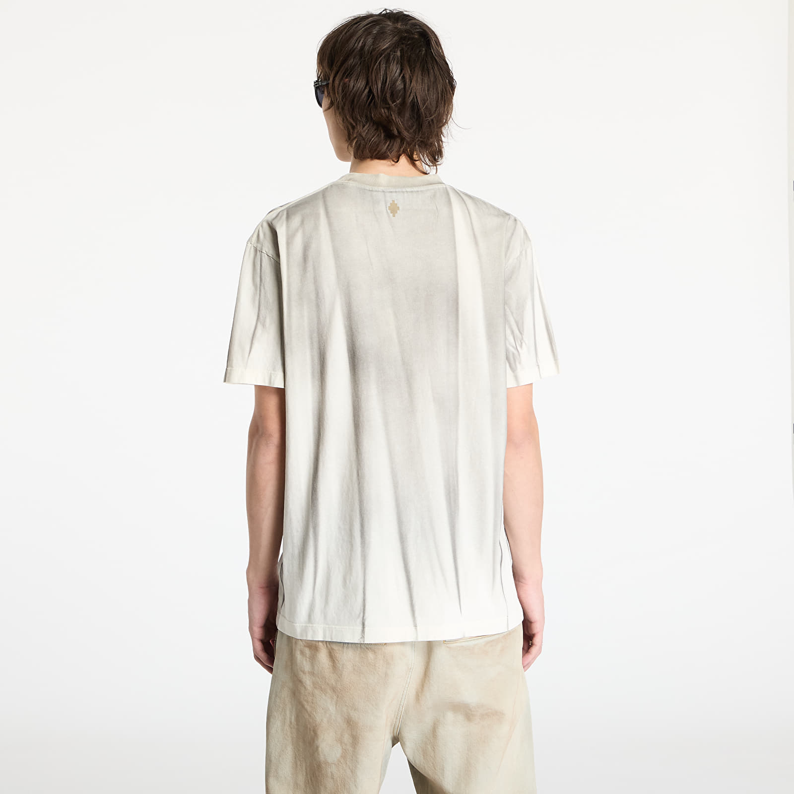T-Shirts Marcelo Burlon Headletter Spray Basic Tee Ecru Medium Grey
