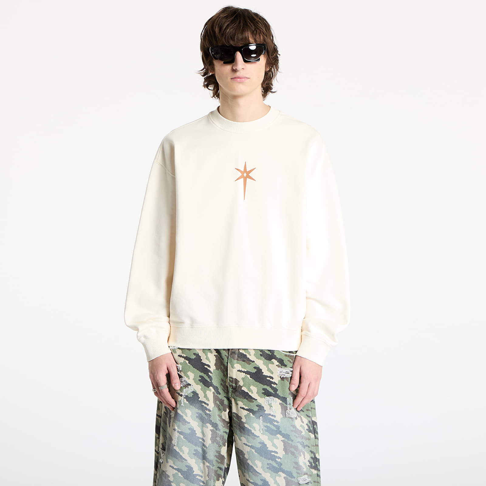 Sweatjacken und Sweatshirts Marcelo Burlon County Goth Boxy Crewneck Ecru Brown