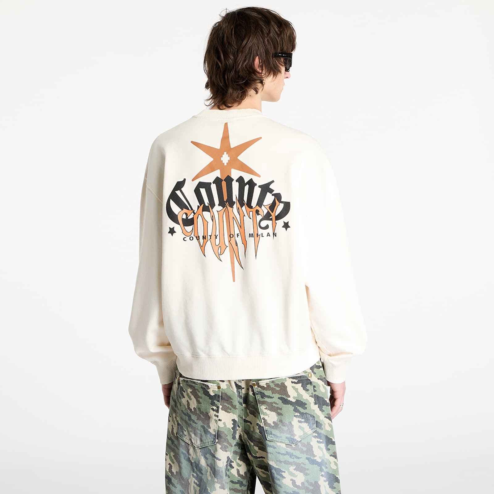 Sweatjacken und Sweatshirts Marcelo Burlon County Goth Boxy Crewneck Ecru Brown