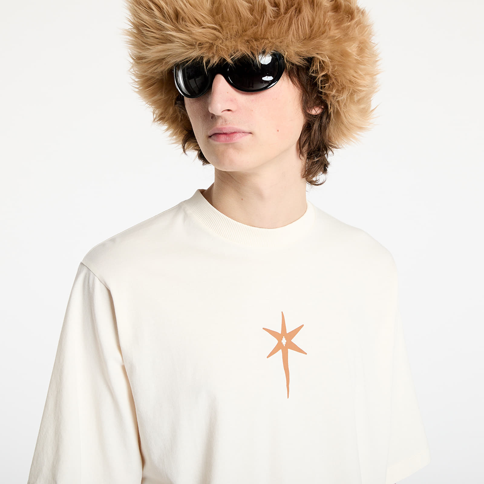 T-Shirts Marcelo Burlon County Goth Boxy T-Shirt Ecru Brown