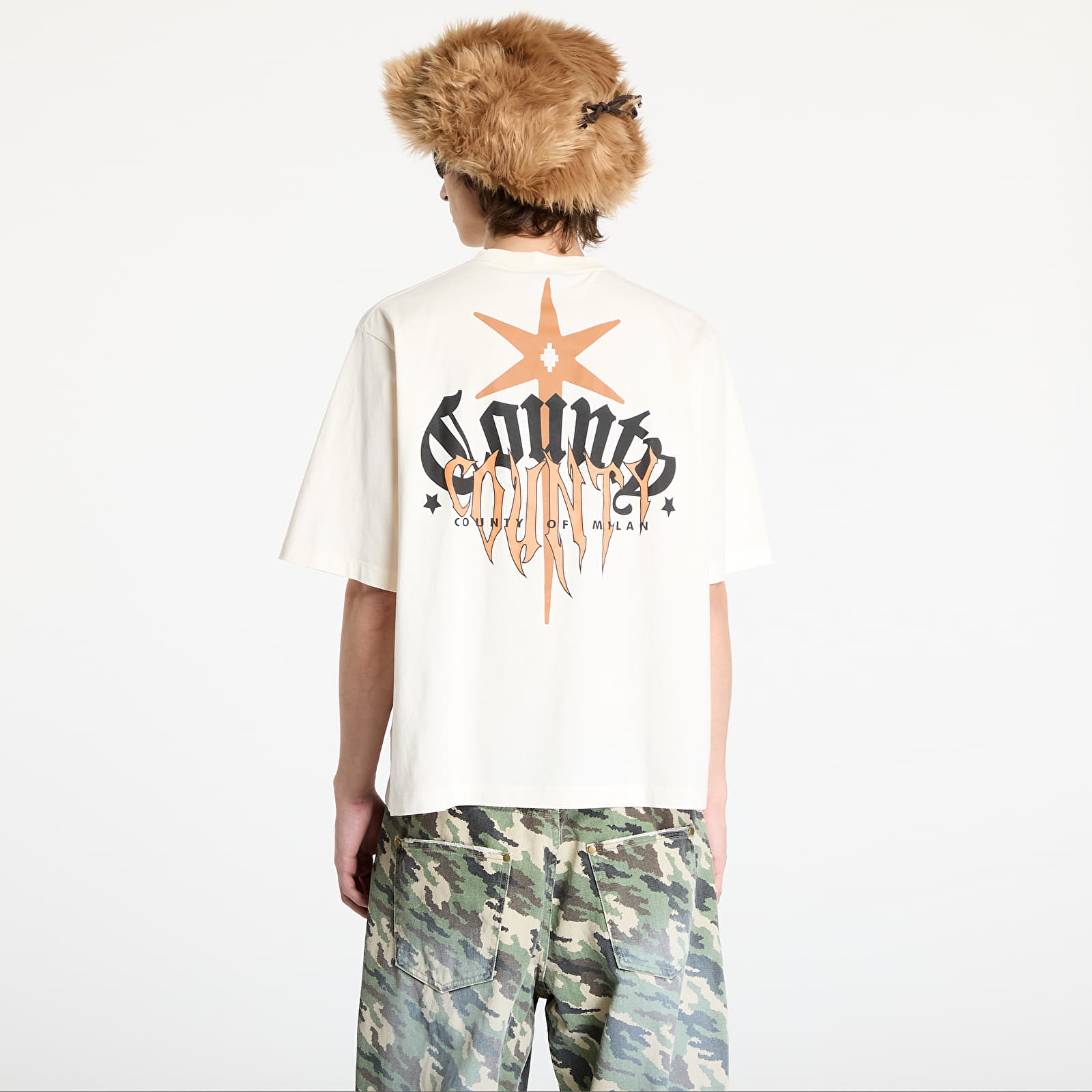 T-Shirts Marcelo Burlon County Goth Boxy T-Shirt Ecru Brown