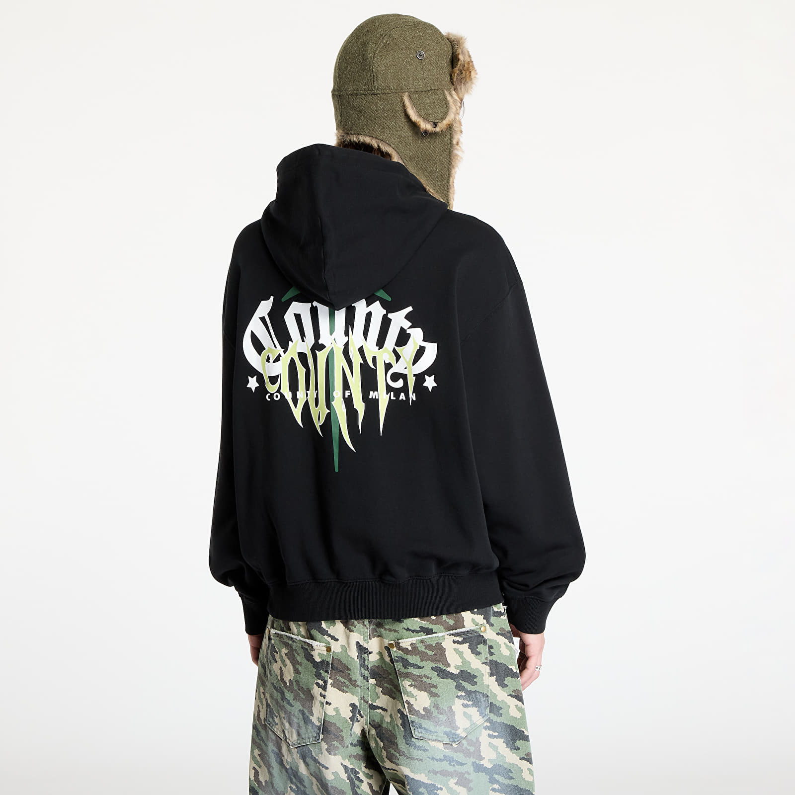 Hoodies and sweatshirts  Marcelo Burlon County Goth Boxy Hoodie Black/ Deep Green