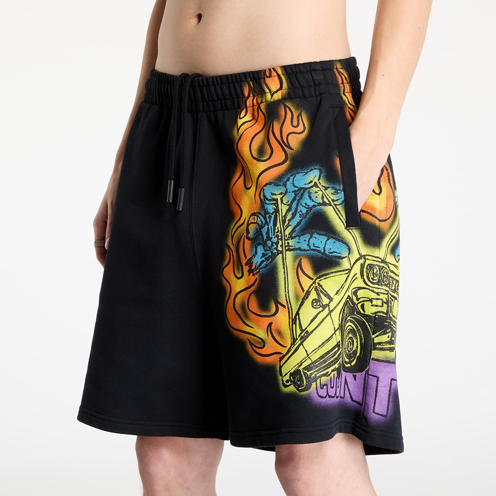 Šortky Marcelo Burlon County Flame Comfy Sweatshort Black/ Red
