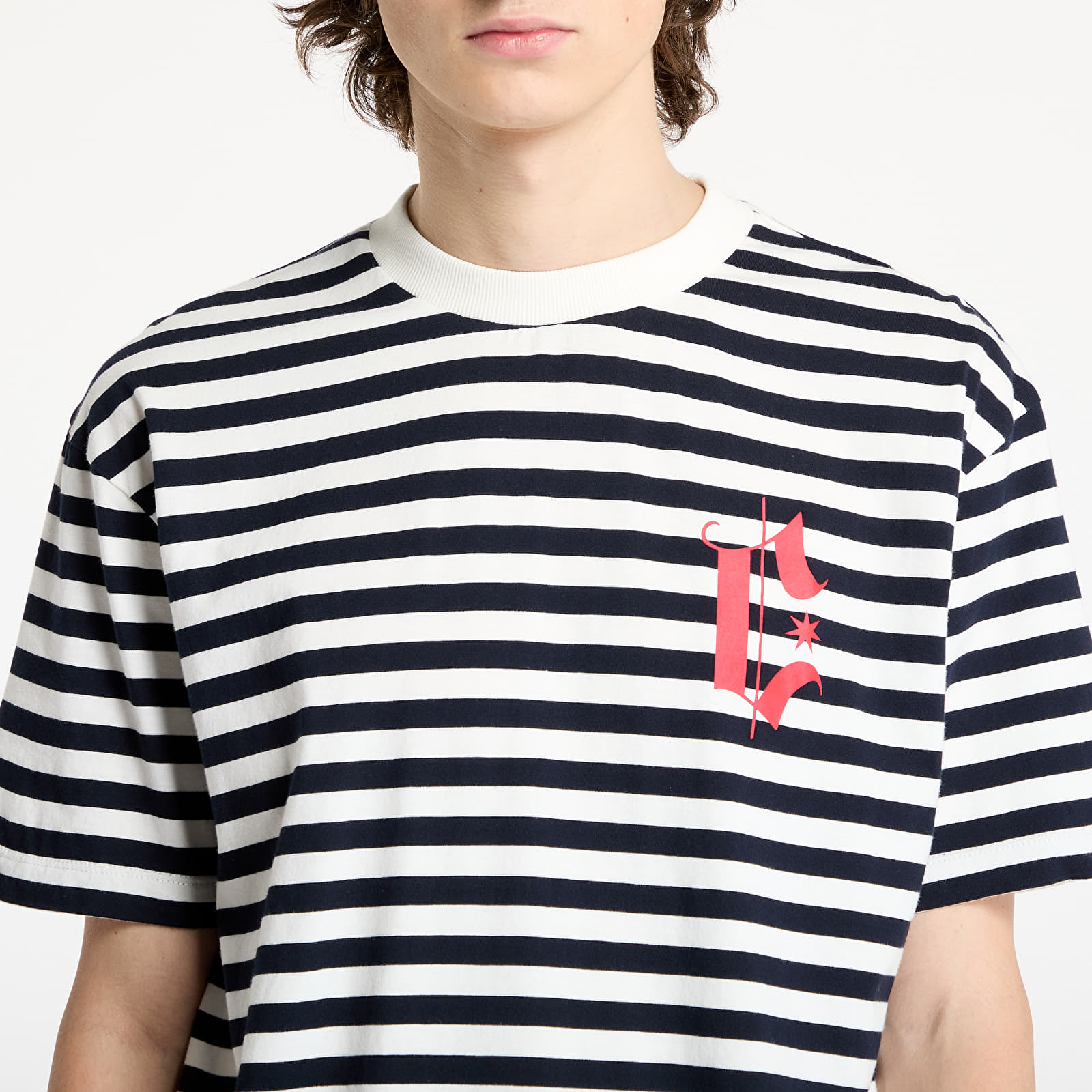 T-paidat Marcelo Burlon County Goth Stripe Boxy Tee White/ Navy Blue