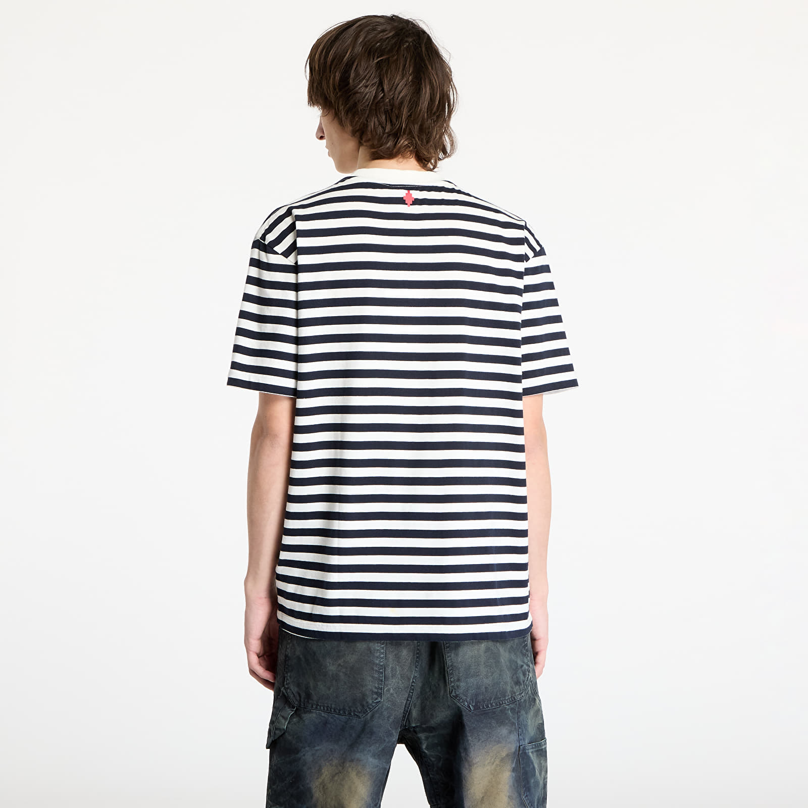 T-paidat Marcelo Burlon County Goth Stripe Boxy Tee White/ Navy Blue