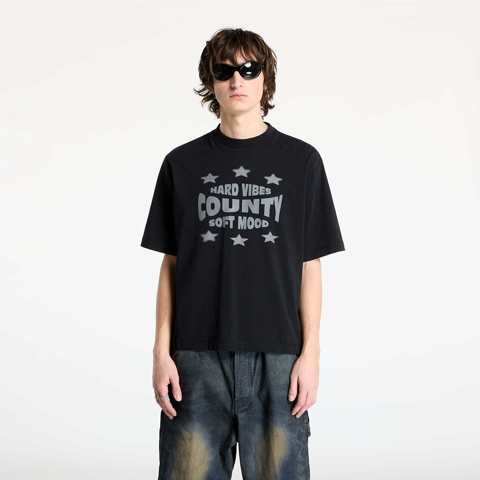 Тениска Marcelo Burlon Hard Vibes Boxy T-Shirt Black Anthracite XL