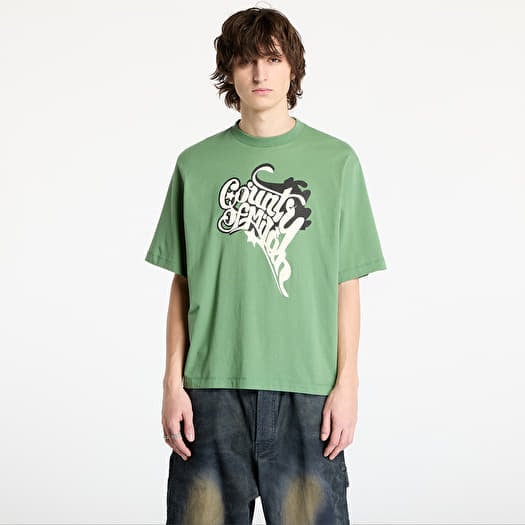 Tričko Marcelo Burlon County Melted Boxy T-Shirt Deep Green/ Ecru Brown