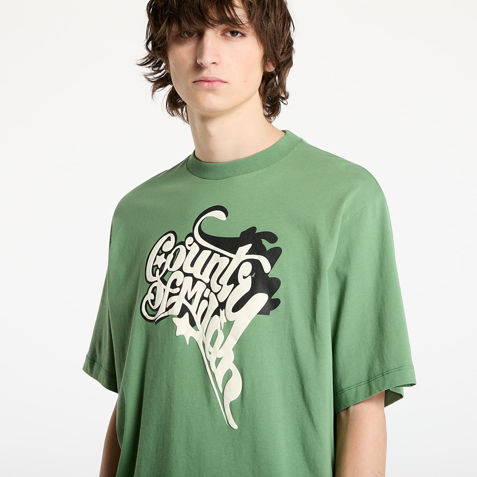 T-shirts Marcelo Burlon County Melted Boxy T-Shirt Deep Green/ Ecru Brown