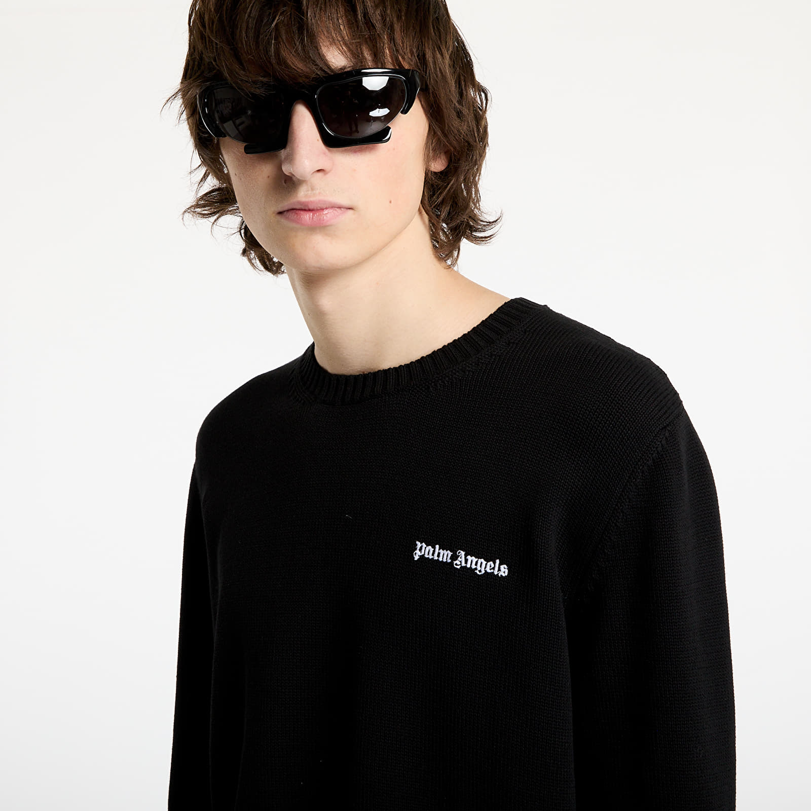 Pulóverek Palm Angels Classic Logo Emb Sweater Black/ Off White