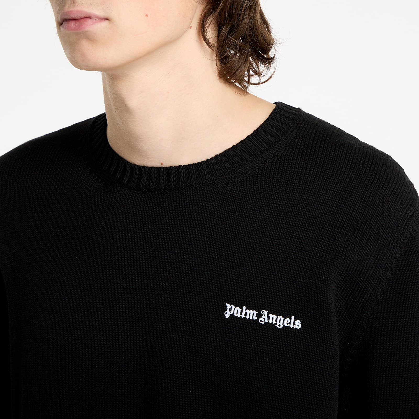Pulóverek Palm Angels Classic Logo Emb Sweater Black/ Off White