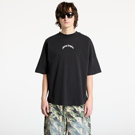 Póló Palm Angels Back Curved Logo Oversized Tee Black/ Off White