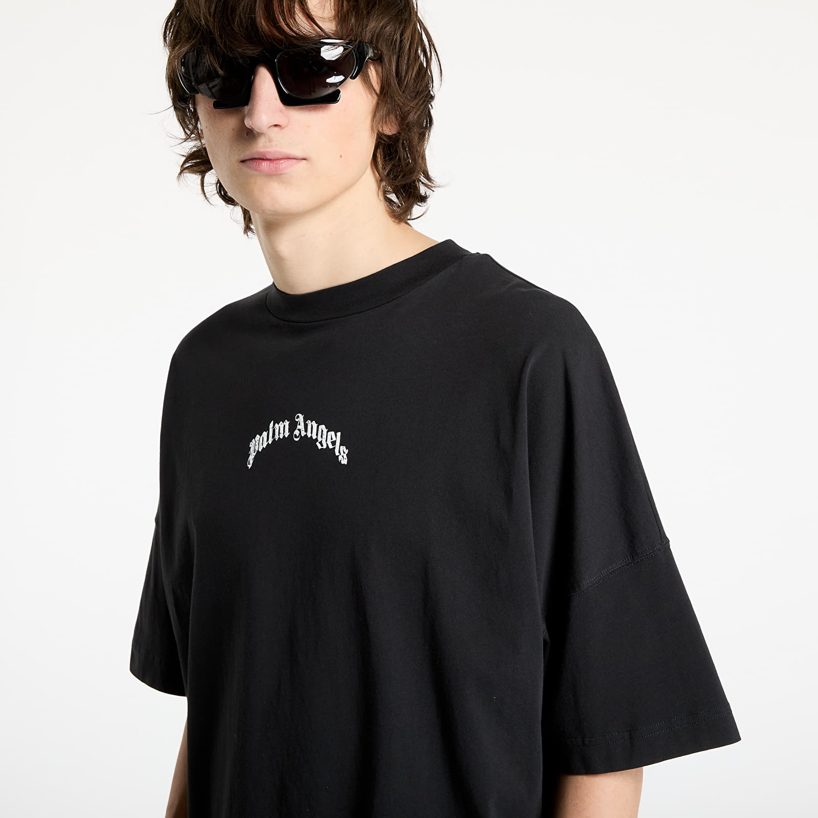 Pólók Palm Angels Back Curved Logo Oversized Tee Black/ Off White