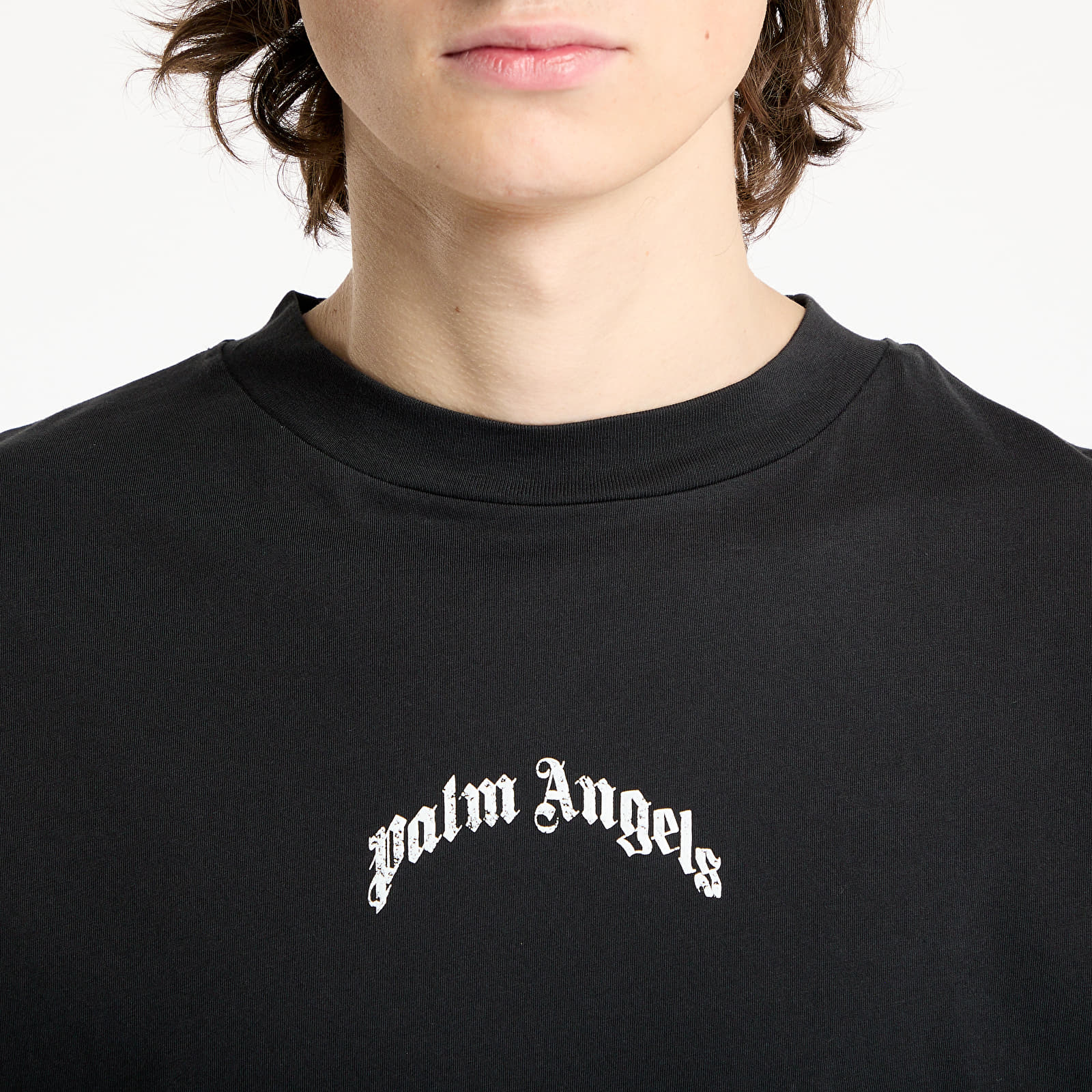 Pólók Palm Angels Back Curved Logo Oversized Tee Black/ Off White