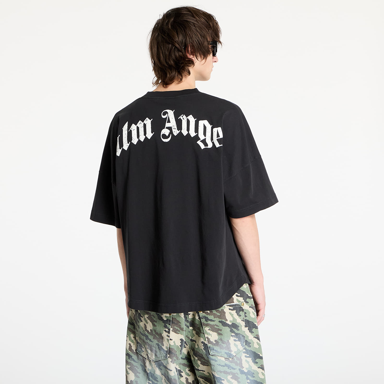 Pólók Palm Angels Back Curved Logo Oversized Tee Black/ Off White