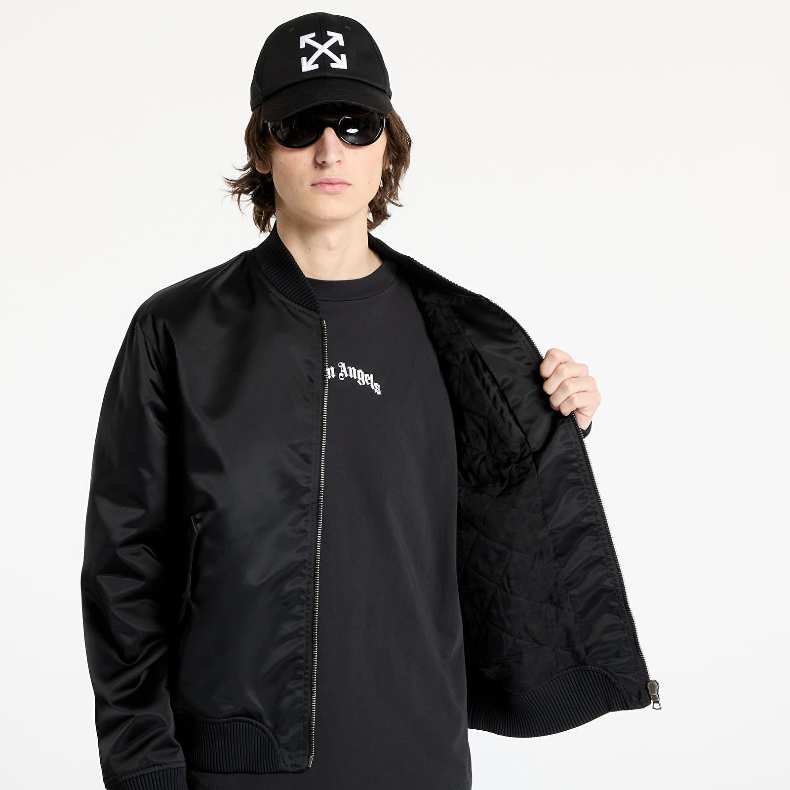 Bomber dzekik Palm Angels Curved Logo Bomber Black/ Black