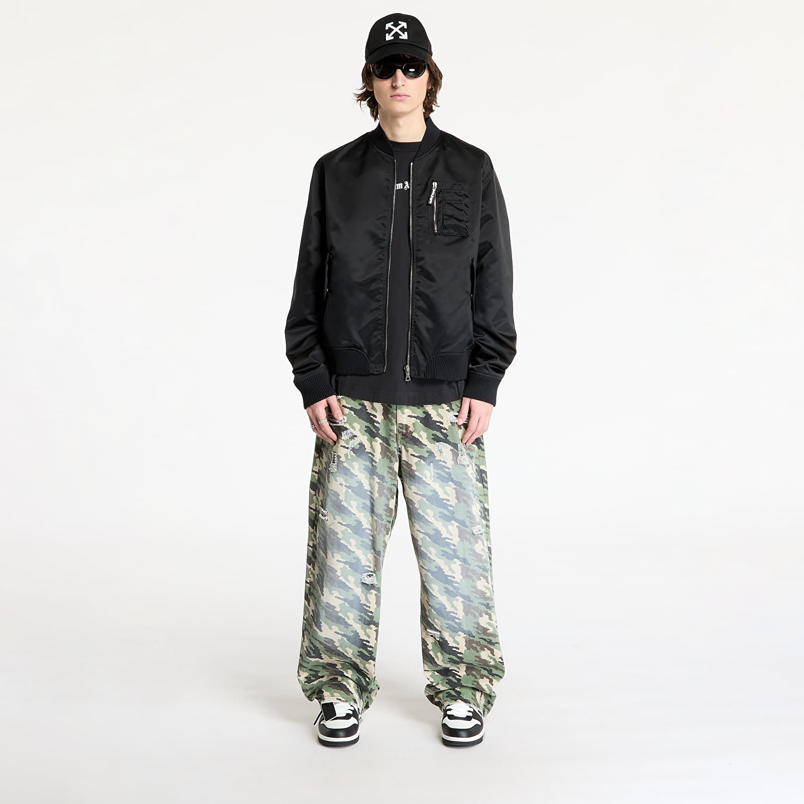 Bomber dzekik Palm Angels Curved Logo Bomber Black/ Black