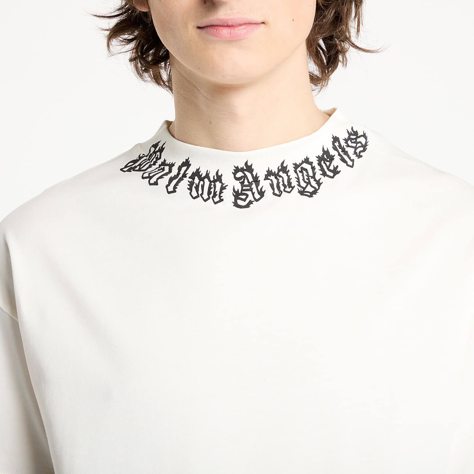 T-Shirts Palm Angels Neck Logo Tee Off White/ Black
