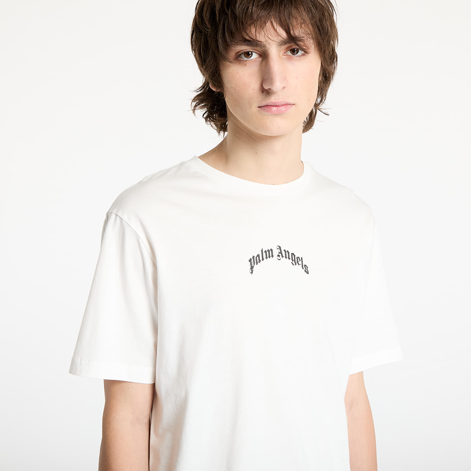 Pólók Palm Angels Back Curved Logo Slim Tee Off White/ Black