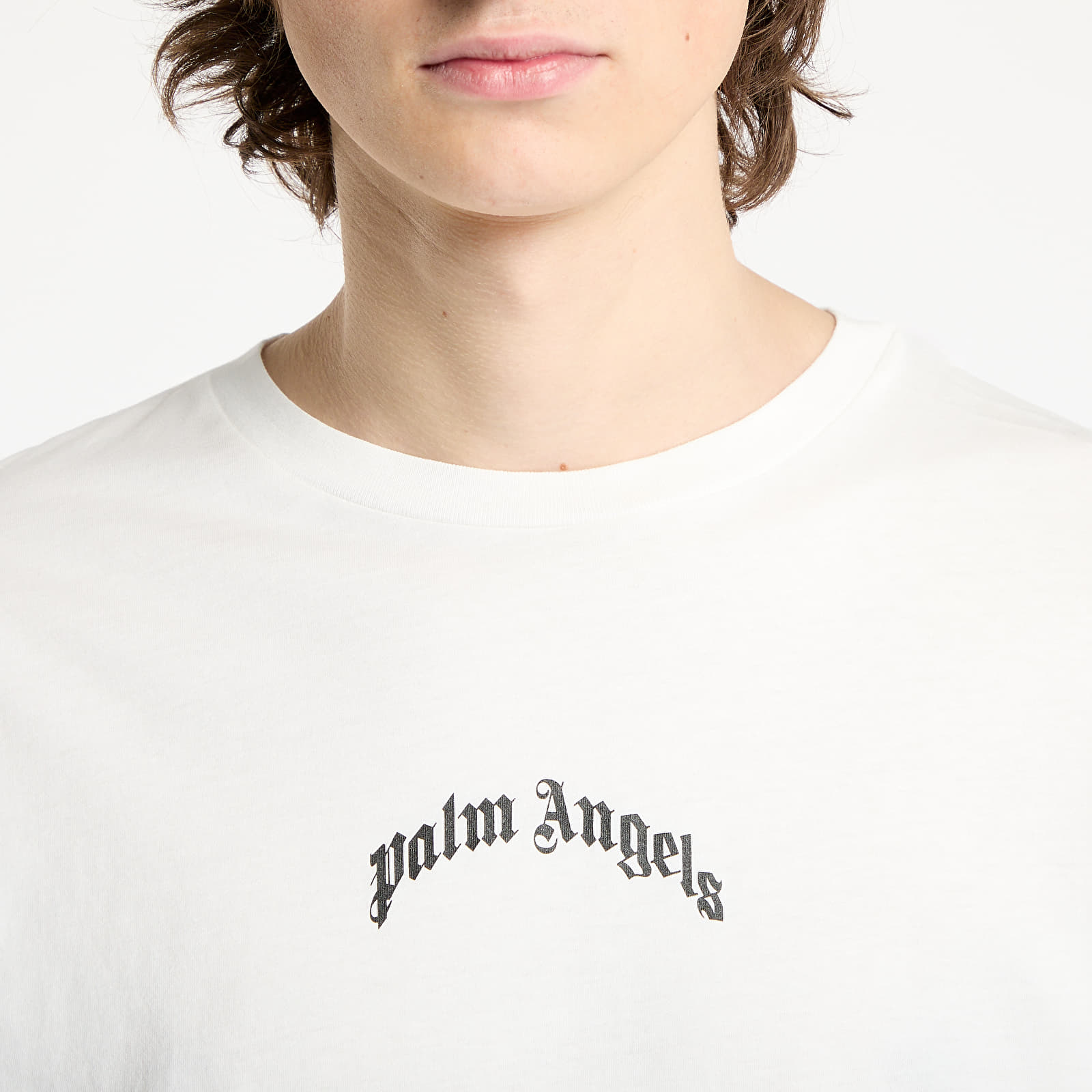 Pólók Palm Angels Back Curved Logo Slim Tee Off White/ Black