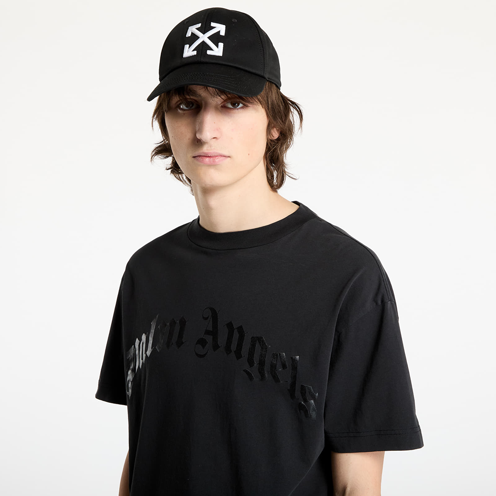 T-Shirts Palm Angels Curved Logo Tee Black/ Black